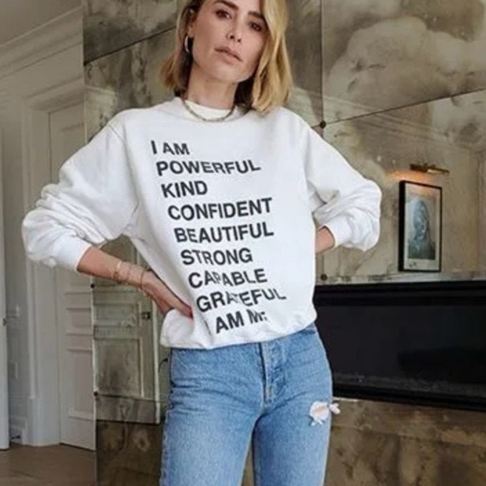 𝗔𝗕ANINE BING RAMONA I AM POWERFUL SWEATSHIRT CREW NECK WHITE SZ M